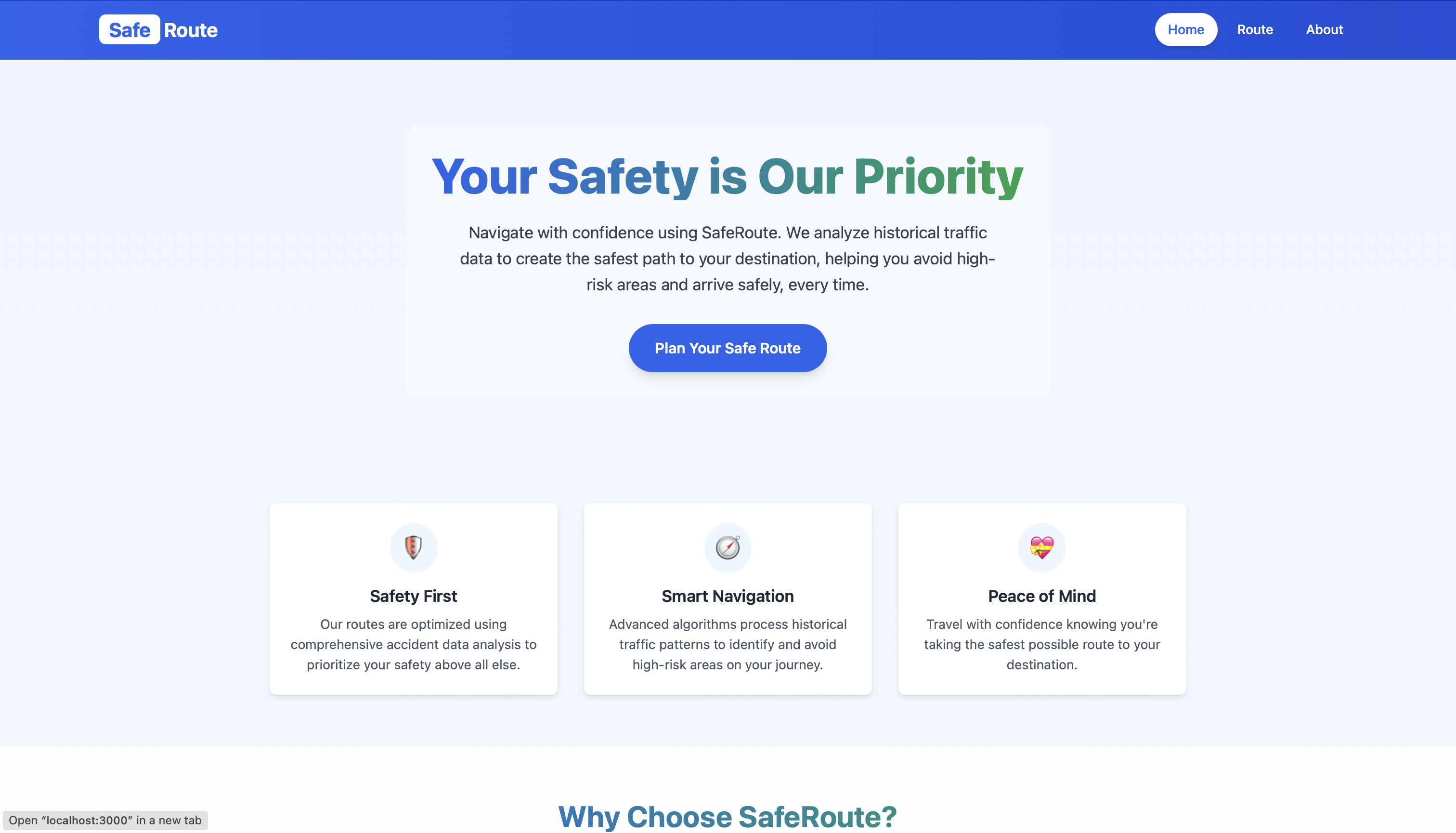 SafeRoute App Screenshot 2